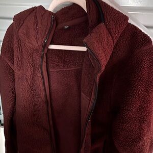 Uniqlo Deep Red Teddy Jacket